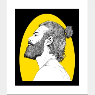 Beard man in yellow Posters and Art